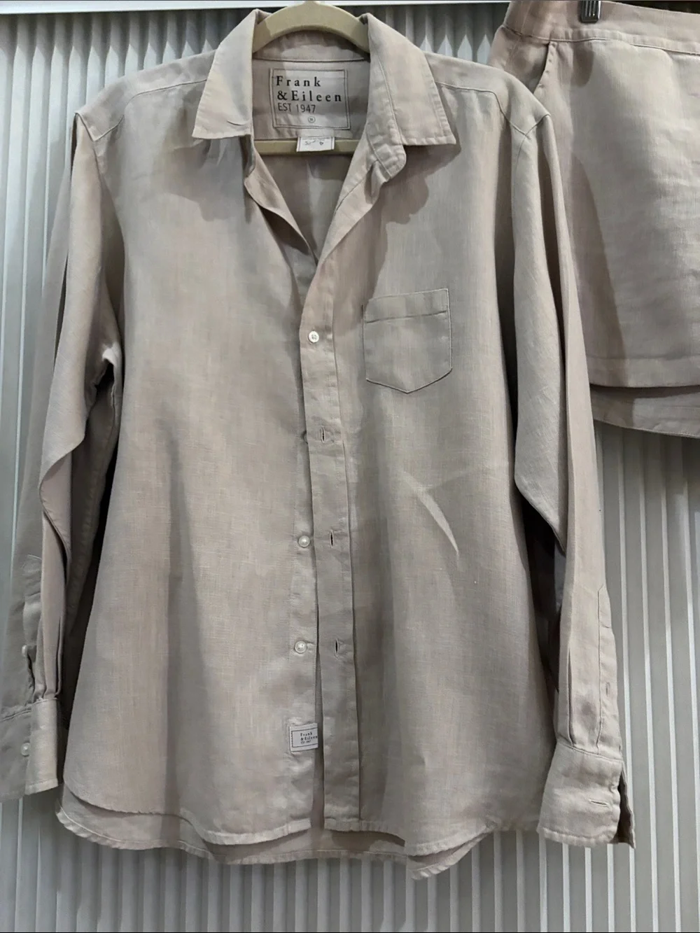 Frank & Eileen Amalfi Getaway Set in Sand Linen Button-Up Shirt & Shorts Set